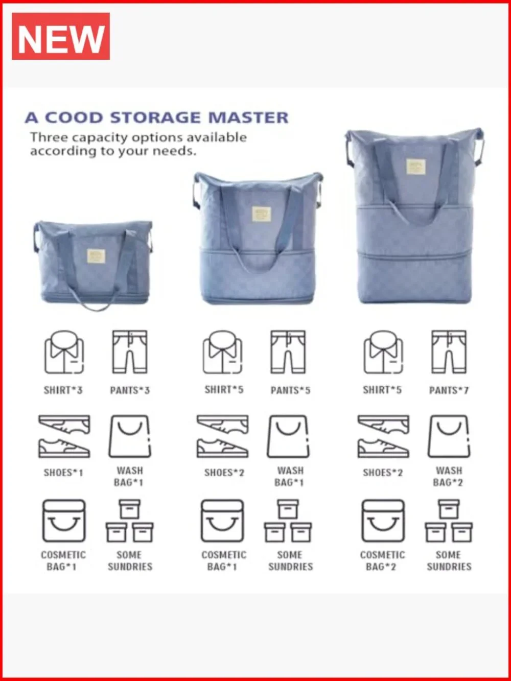 Expandable Foldable Travel Duffel Bag with Wheels - Lightweight Nylon Carry-On